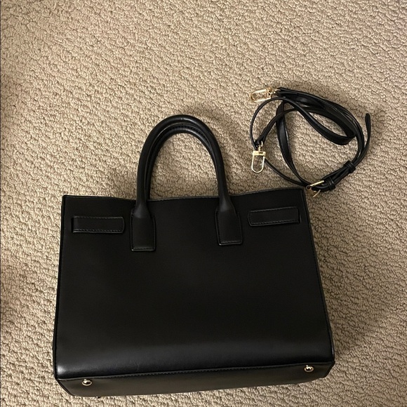 Anne Klein Black Satchel with Gold Accents - Picture 3 of 11